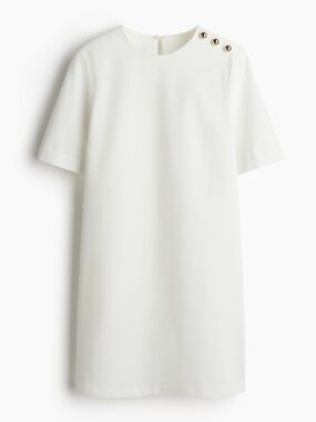 H&M A-Line Dress in White with Gold Buttons